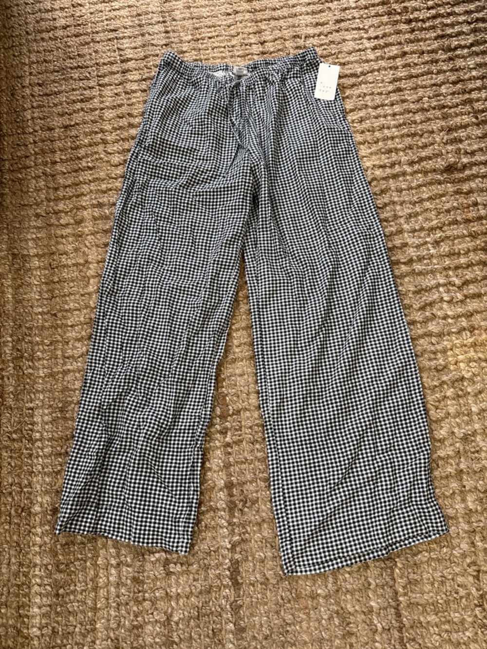 Black & White Gingham Wide Leg Pants